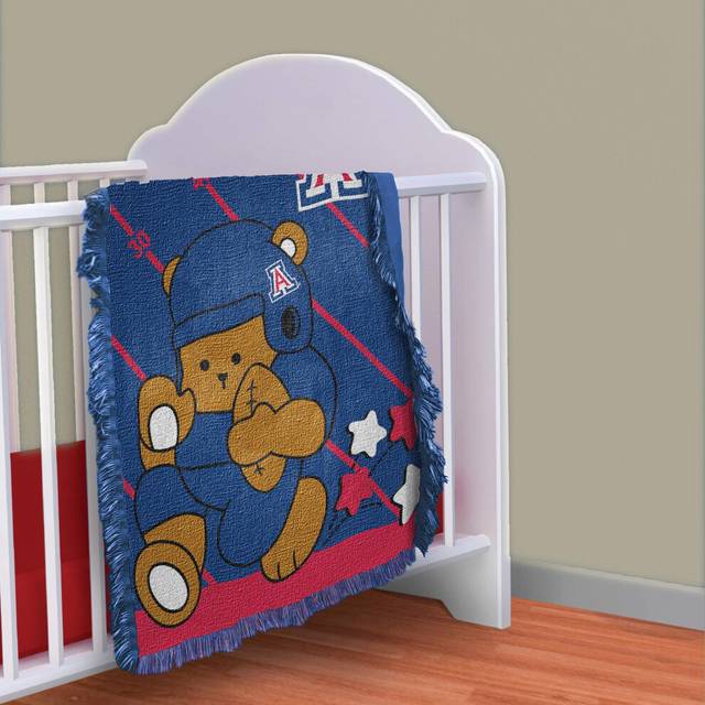 "Northwest Officially Licensed NCAA Arizona Wildcats """"Fullback"""" Woven Jacquard Baby Throw Blanket  36"""" x 46""""  Multi Color"