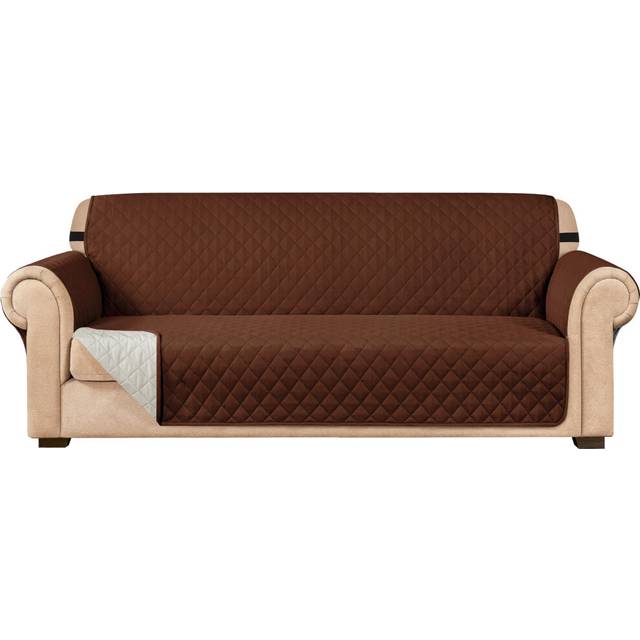 SUBRTEX Oversize Sofa Cover for 4 Cushion Couch Slipcover Reversible Quilted Furniture Protector with Elastic Straps Washable for Living Roo