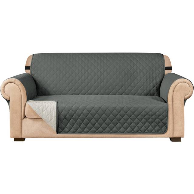 SUBRTEX Sofa Slipcover Reversible Sofa Cover Quilted Couch Cover Furniture Protector with Elastic Straps in Living Room Washable Slip Cover