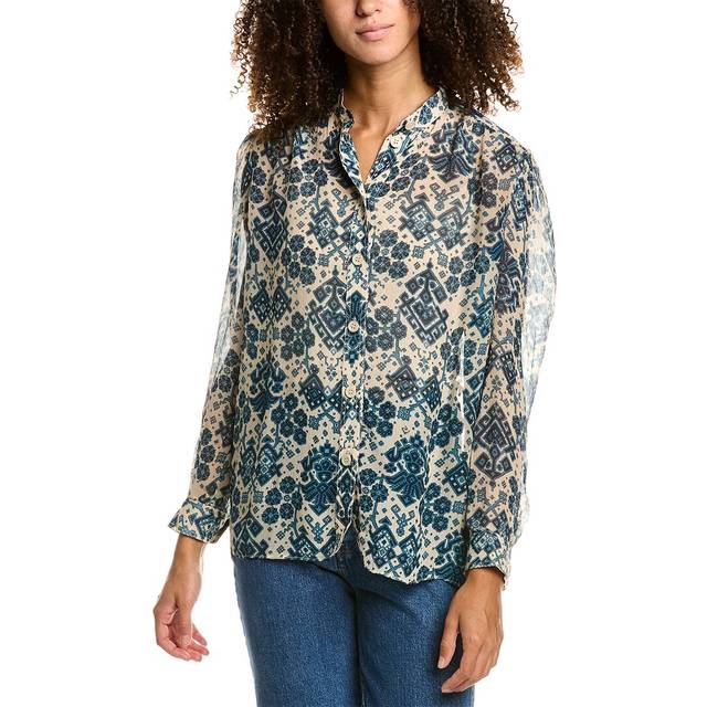Co'Couture, Topp, Dam, M, Linne, Ny Blå Smocklinne med Band - blue (M)