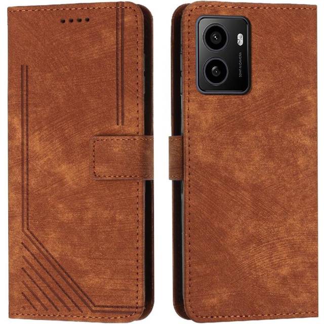 (Brown) Flip Case for Nokia Hmd Pulse Pro Card Insertion Wallet Kickstand Pu Leather
