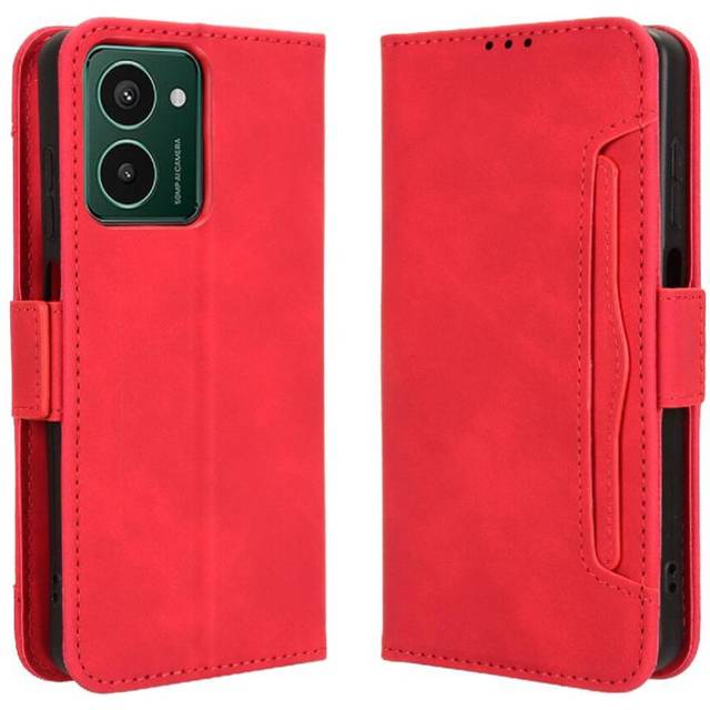 (Red) Case for Hmd Pulse Pro/ Pulse Plus Adjustable Detachable Card Holder Leather Wallet Cover Magnetic Closure