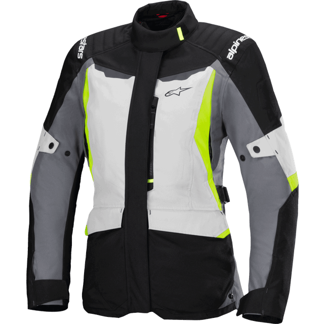 Alpinestars Stella ST-1 waterproof Ladies Motorcycle Textile Jacket, black-grey-yellow, Size M for Women