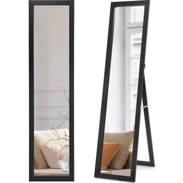 Costway Black Wooden Full Length Mirror 153 x 37cm - 165 x 46 x 11cm