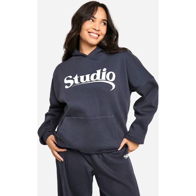 Oversized Boxy Utility Zip Through Brushback Hoodie - Grey - M
