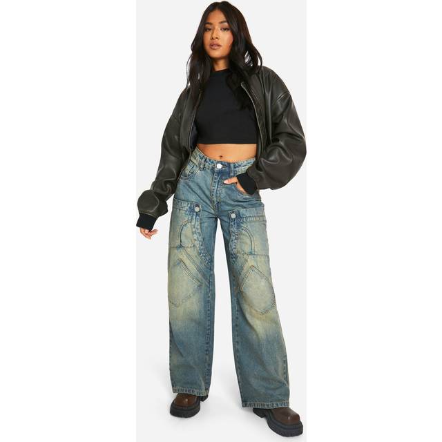 Womens Petite Washed Blue Turn Up Jean - 8, Blue