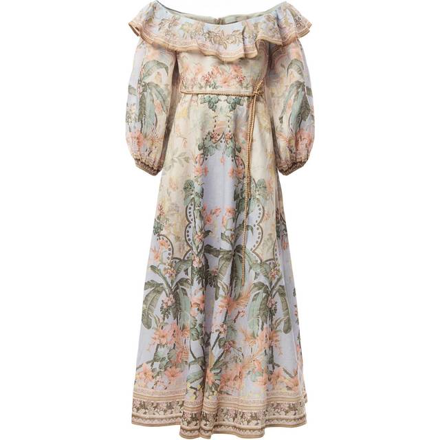 Zimmermann Wylie floral linen midi dress - multicoloured (UK 10)