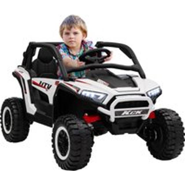 Aiyaplay 2 Seater 24v 7ah Ride On Truck, Battery Powered Electric Ride On Car W/ Remote, Suspension, 3 Speeds - White