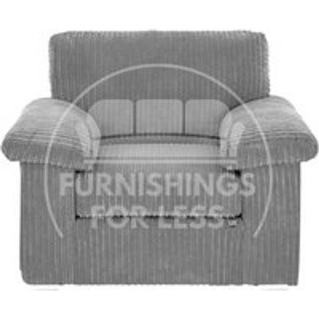 Delta Large Fabric Armchair Sofa Padded Arms Jumbo Cord - Grey - One Size