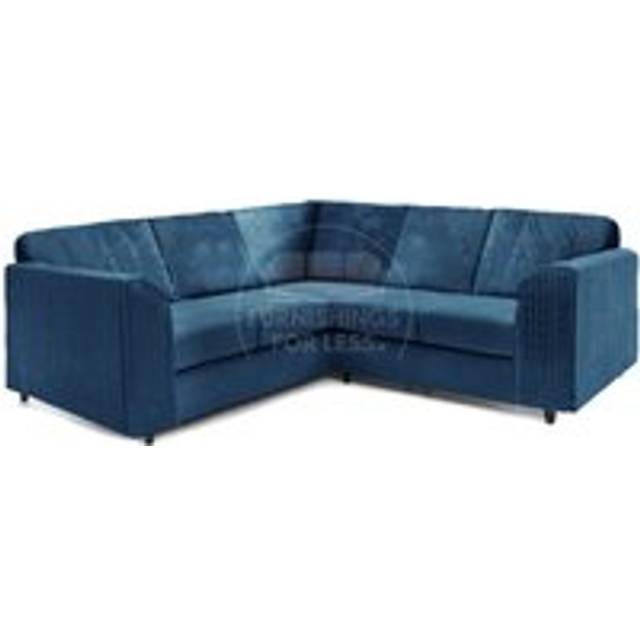 Furnishings For Less UK Ferguson Marine Blue 5 Seater Fabric Corner Sofa L Shaped Jumbo Cord - Full Back - One Size
