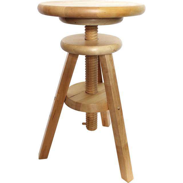 eHemco Swivel Wooden Adjustable Bar Stool  18 to 24 Inches  Natural  F