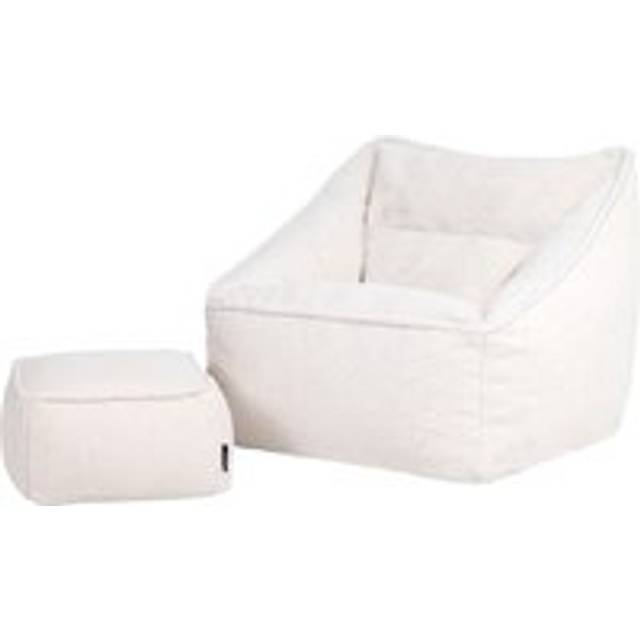 icon Natalia Borg Adults Bean Bag Armchair And Pouffe, Ready Filled Large Beanbag And Footstool Natural Beige - One Size