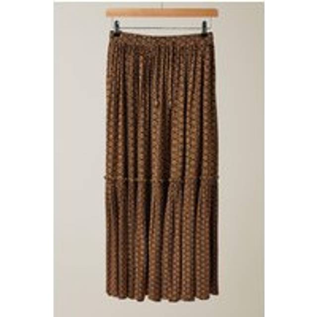 Evans Curve Orange Floral Print Tiered Crinkle Midi Skirt - 26-28