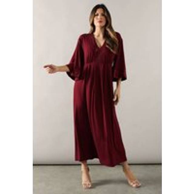 Womens Occasion Sequin Kimono Sleeve Midaxi Dress - Berry - 10