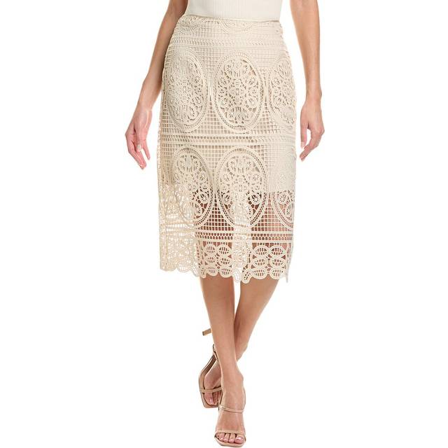 Elie Tahari Silk-Trim Lace Skirt