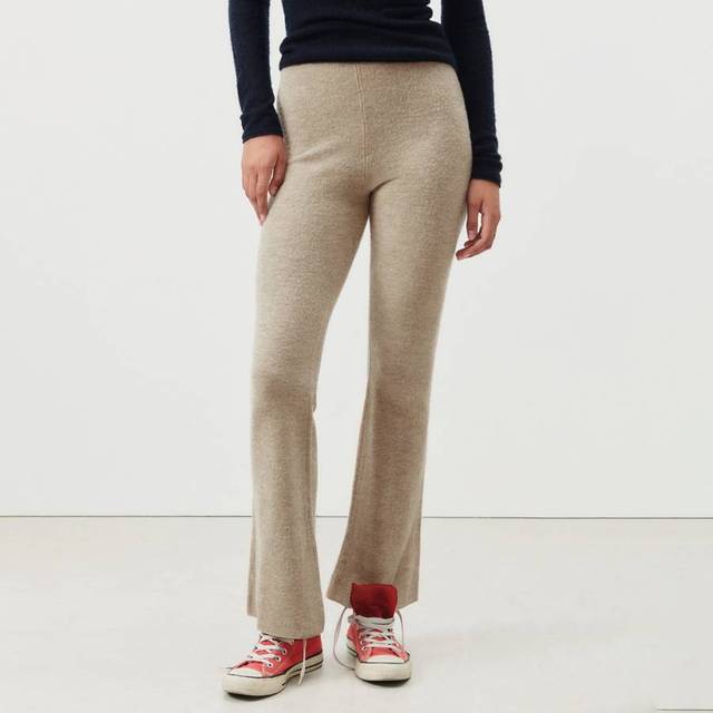 Beige Wool Blend Fit and Flare Joggers (M)