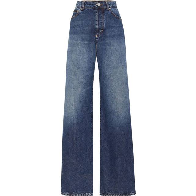 Philipp Plein - Skater high-rise wide-leg jeans - women - Cotton - 27 - Blue