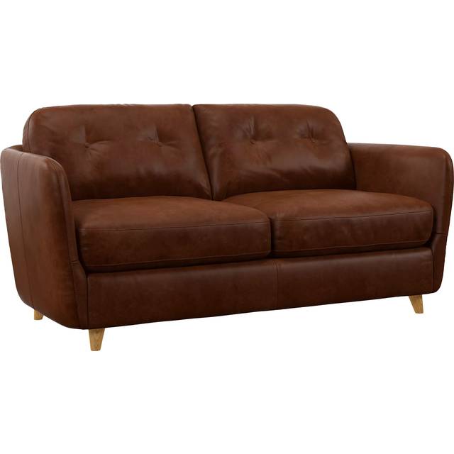 John Lewis Arlo Medium 2 Seater Leather Sofa Bed, Light Leg