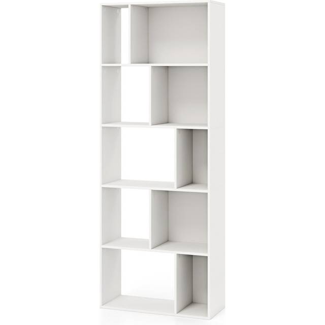 Wood 5-tier Bookshelf Bookcase Home Organizer Display Shelf-White