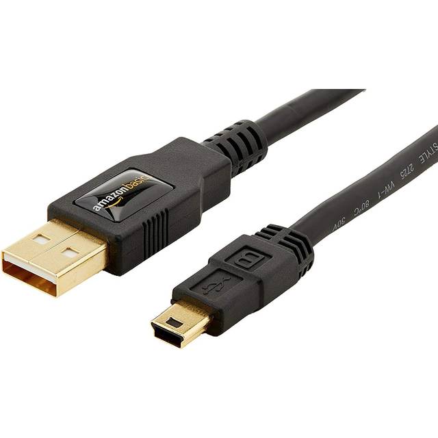 USB-A to Mini USB 2.0 Cable, 480Mbps Transfer Speed with Gold-Plated Plugs, 1.82 m, Black