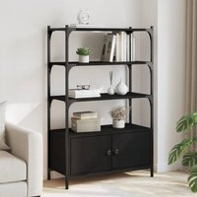 Bookcase 3-Tier Black 70x30x109.5 cm Engineered Wood - One Size