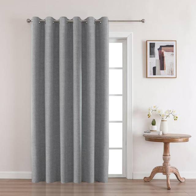 Joydeco Light Grey Blackout Room Divider Curtains  Extra Wide Sliding Door Curtains Living Room Curtains  1 Panel 70x96 Inch Patio Door Curtains for R