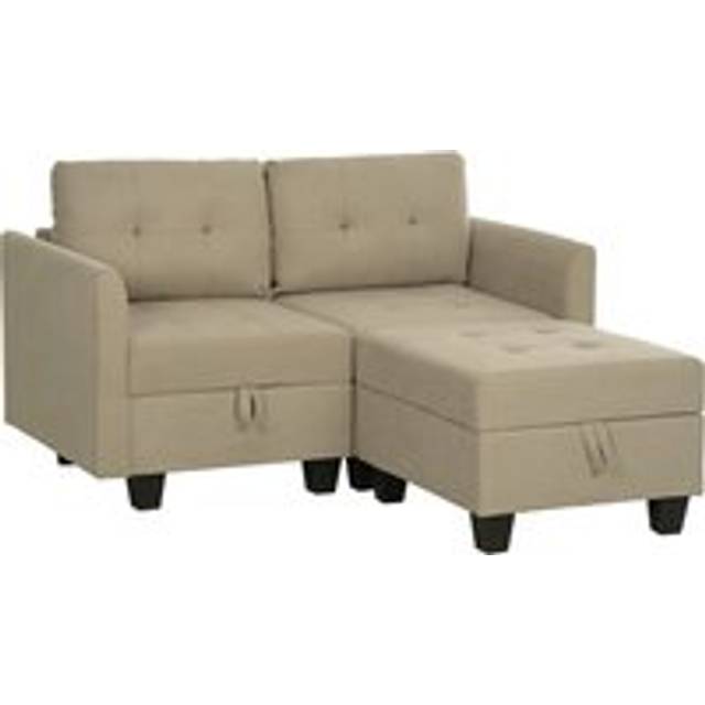 Homcom 'l' Shape Modular Storage Sofa - Light Brown