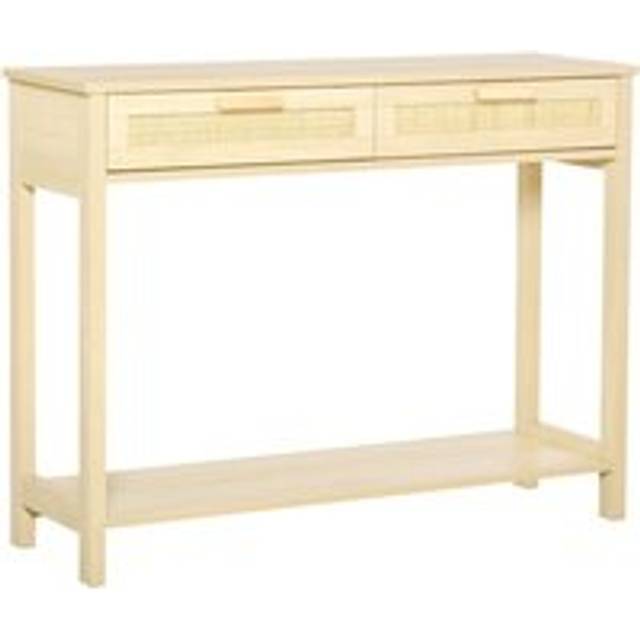 2 Drawers Console Table with Storage Shelf Natural