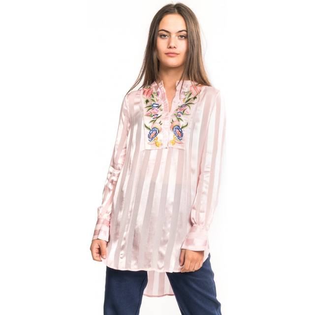 Women's French Connection Katalina Striped Floral Embroidered Blouse - Pink