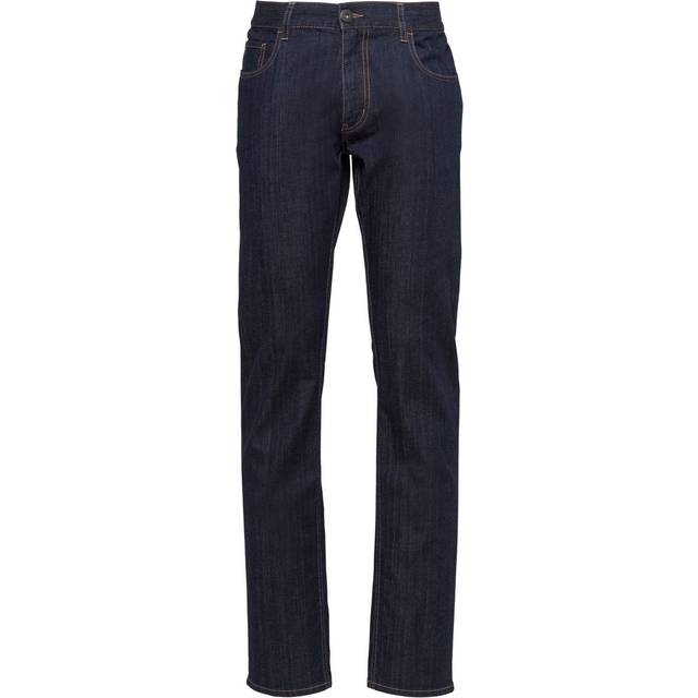 Prada - contrast-stitch straight-leg jeans - men - Cotton/Elastane - 34 - Blue