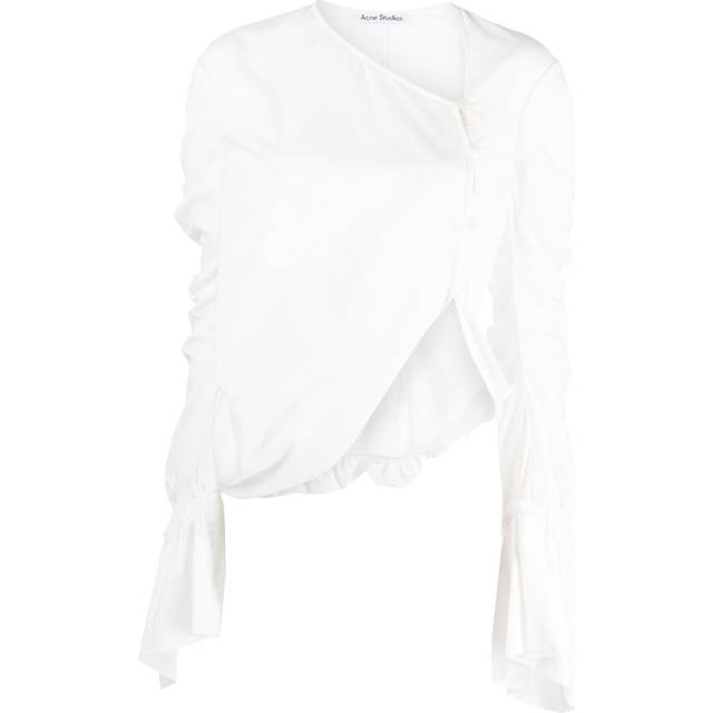Acne Studios - draped asymmetric cotton blouse - women - Cotton - 32 - White
