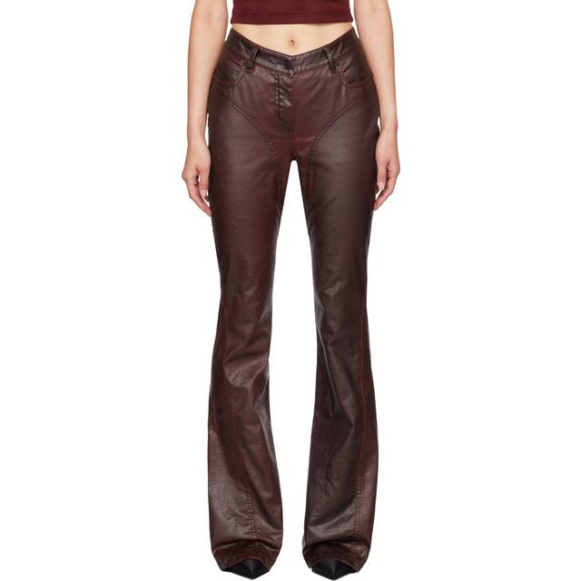 Mugler Burgundy Waxed Denim Jeans - 3056 Vampire - WAIST US 27