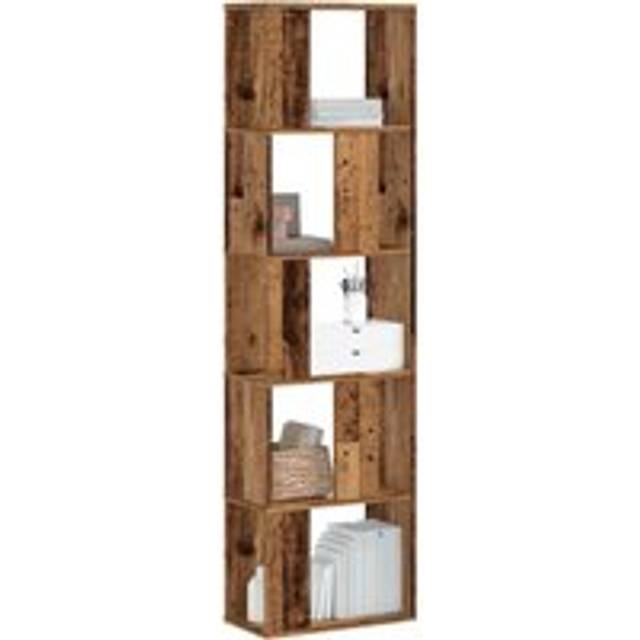 Bookcase 5-Tier Old Wood 45x23.5x162.5 cm Engineered Wood - Brown - One Size