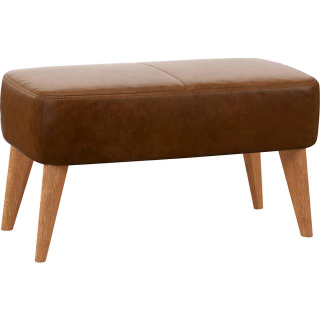John Lewis Bergen Leather Footstool, Light Leg