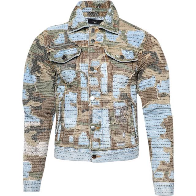 AMIRI - Camo Boro Repair denim jacket - men - Cotton - XXL - Green