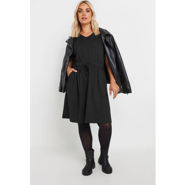 Yours Curve Black Cotton Tshirt Dress, Women's Curve & Plus Size, Yours - 38-40