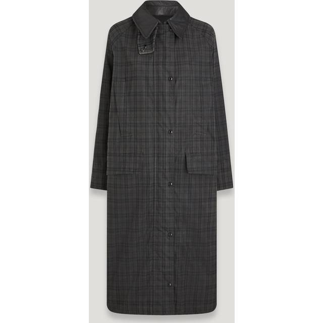 Belstaff Aster Coat Women's Hollingworth Plaid Waxed Cotton Charcoal/Black Size XS