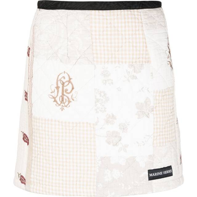 Marine Serre - boutis mini skirt - women - Cotton/Recycled Polyester/Polyester/Viscose/Cupro - 34 - Neutrals