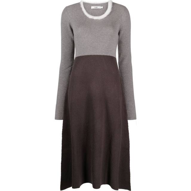 b+ab - panelled ribbed-knit midi dress - women - Viscose/Acrylic/Polyester/Polyamide - XS - Grey