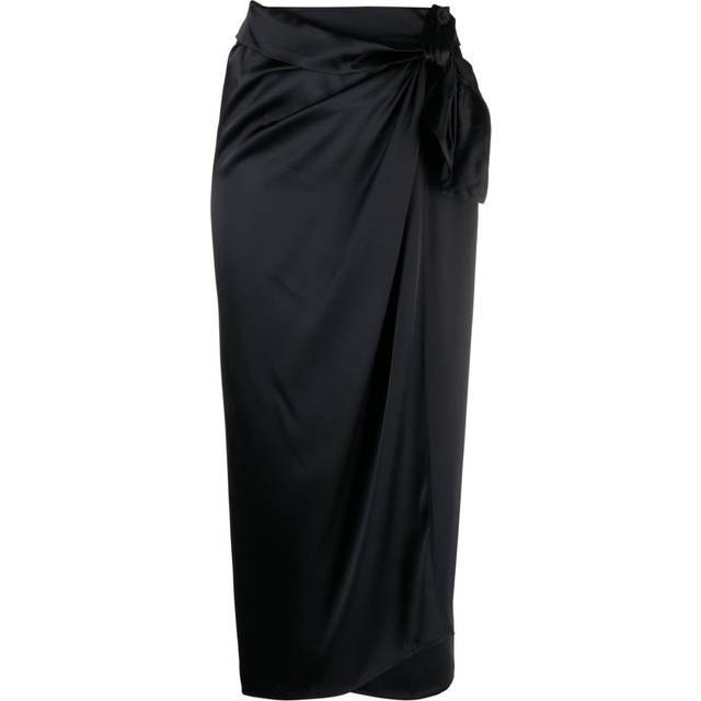 Erika Cavallini - draped satin wrap skirt - women - Acetate/Viscose - 44 - Black