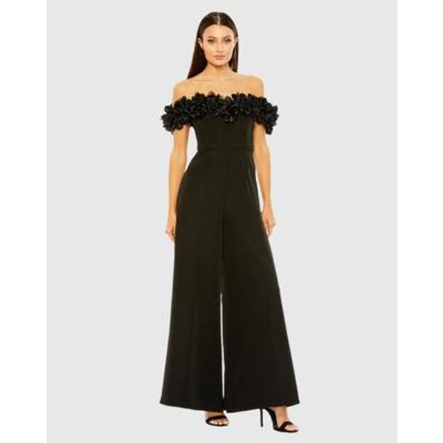 Mac Duggal Floral Bustier Top Flare Leg Jumpsuit