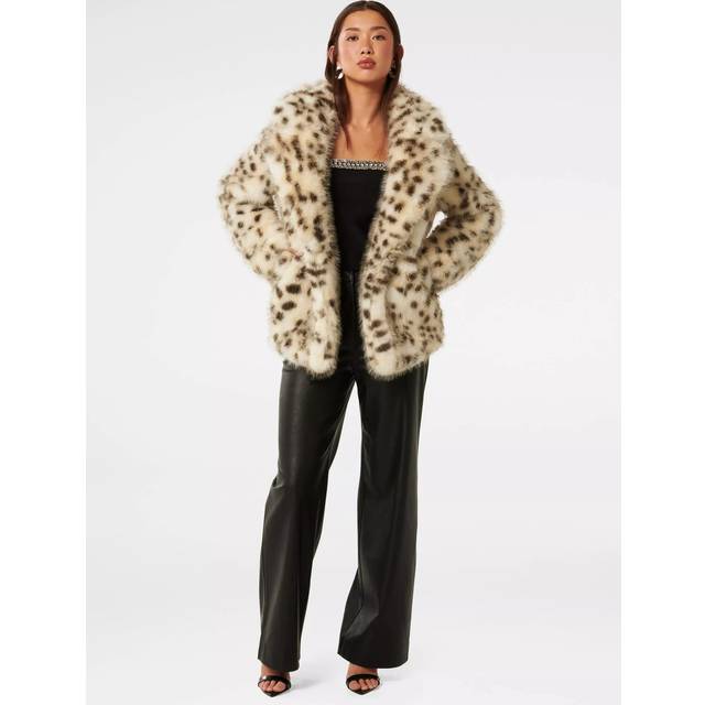Forever New Suzie Animal Print Faux Fur Coat, Leopard