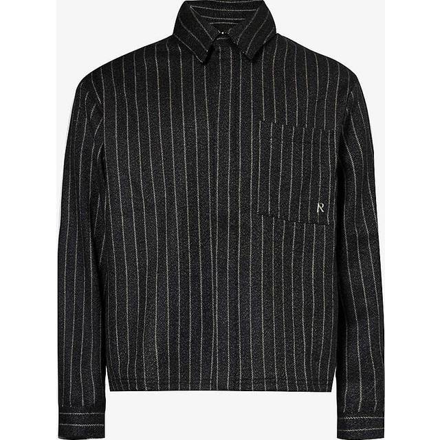 Cropped Dress Shirt - Black Pinstripe