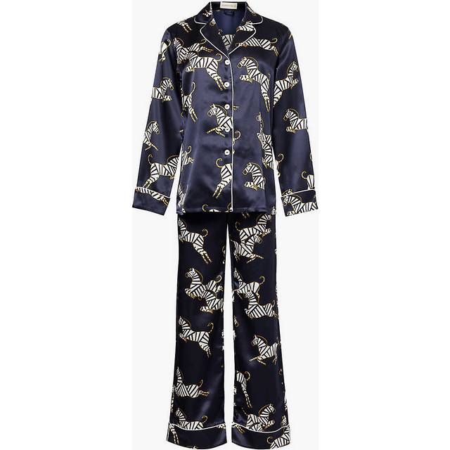 Olivia Von Halle Womens Zizi Core Lila Graphic-print Silk-satin Pyjama Set M