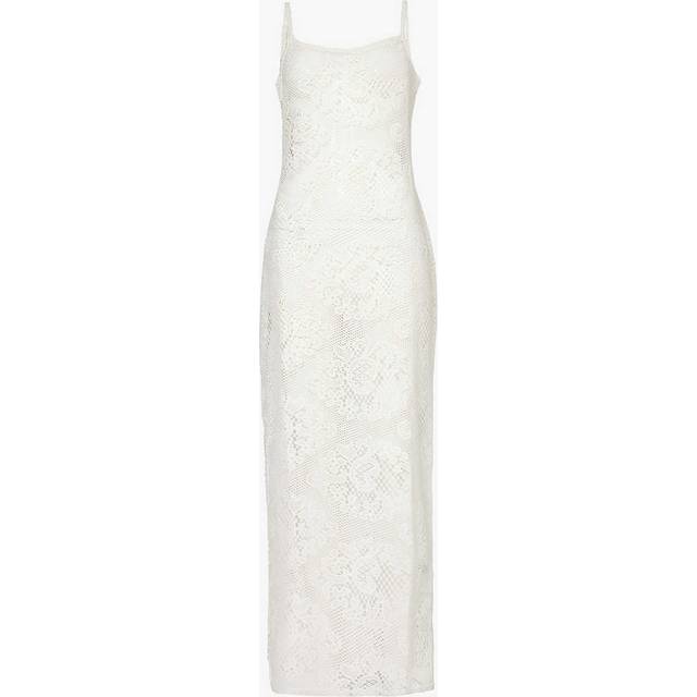 4th & Reckless Womens Off White Agnes Crochet-pattern Knitted Maxi Dress 8 - OFF WHITE