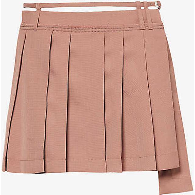 Acne Studios Womens Metallic Brown Pleated Wool-blend Mini Skirt 10 - METALLIC BROWN