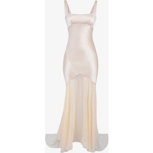 Vittoria Chiffon Floor Length Gown - Champagne - Founded by Conna Walker at just seventeen years old, London-based brand House of CB has since become internationally renowned for its range of show stopping occasionwear and stylish sundresses. Many of the label’s timeless pieces feature vintage-inspired silhouettes, delicate prints, and sculpting corsetry, and will make sure you look and feel your best at all times.