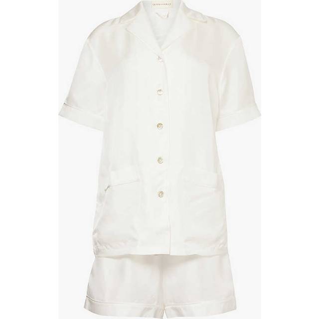 Olivia Von Halle Womens Ivory Ingo Relaxed-fit Silk-twill Pyjama Set M - IVORY