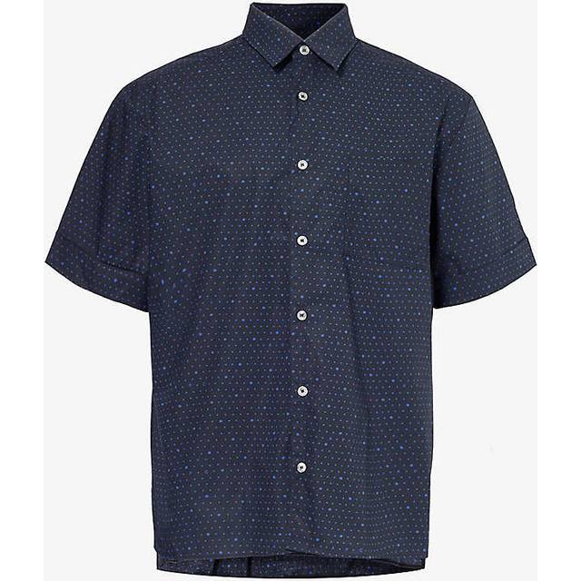 Apc Mens Dark Vy Polka Dot Cotton-poplin Shirt M - DARK NAVY