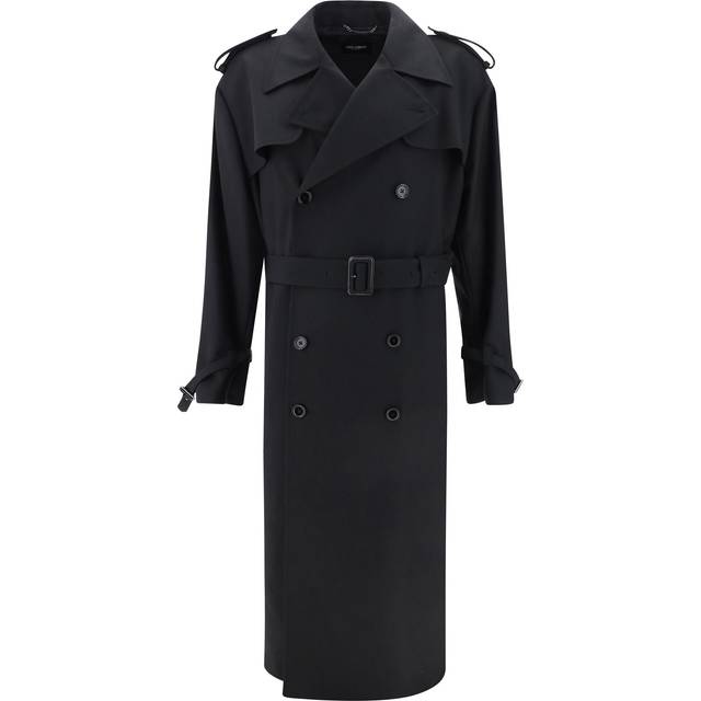 Dolce & Gabbana, Trench Coats, male, Black, S, Classic Double-Breasted Trench Coat with Belt